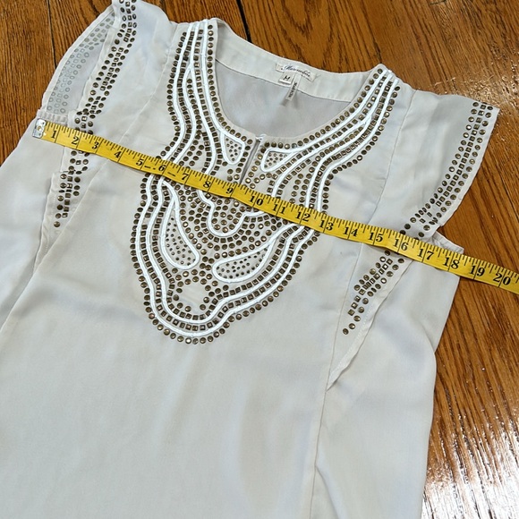 Marineblu brand cream color blouse with bronze studs. Size Medium. - Picture 5 of 9